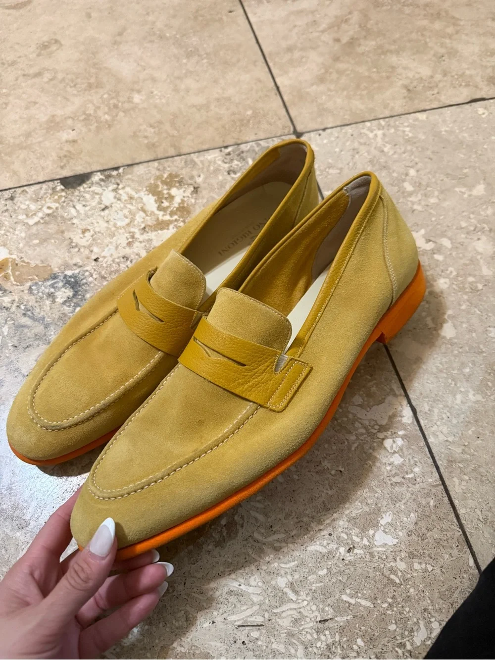 Men's Yellow Suede Penny Loafers